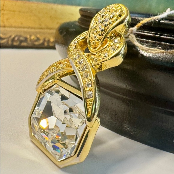 VTG ‘Jewels by Park Lane’ Rhinestone Crystal Gold-Tone Pendant Necklace - Picture 6 of 16